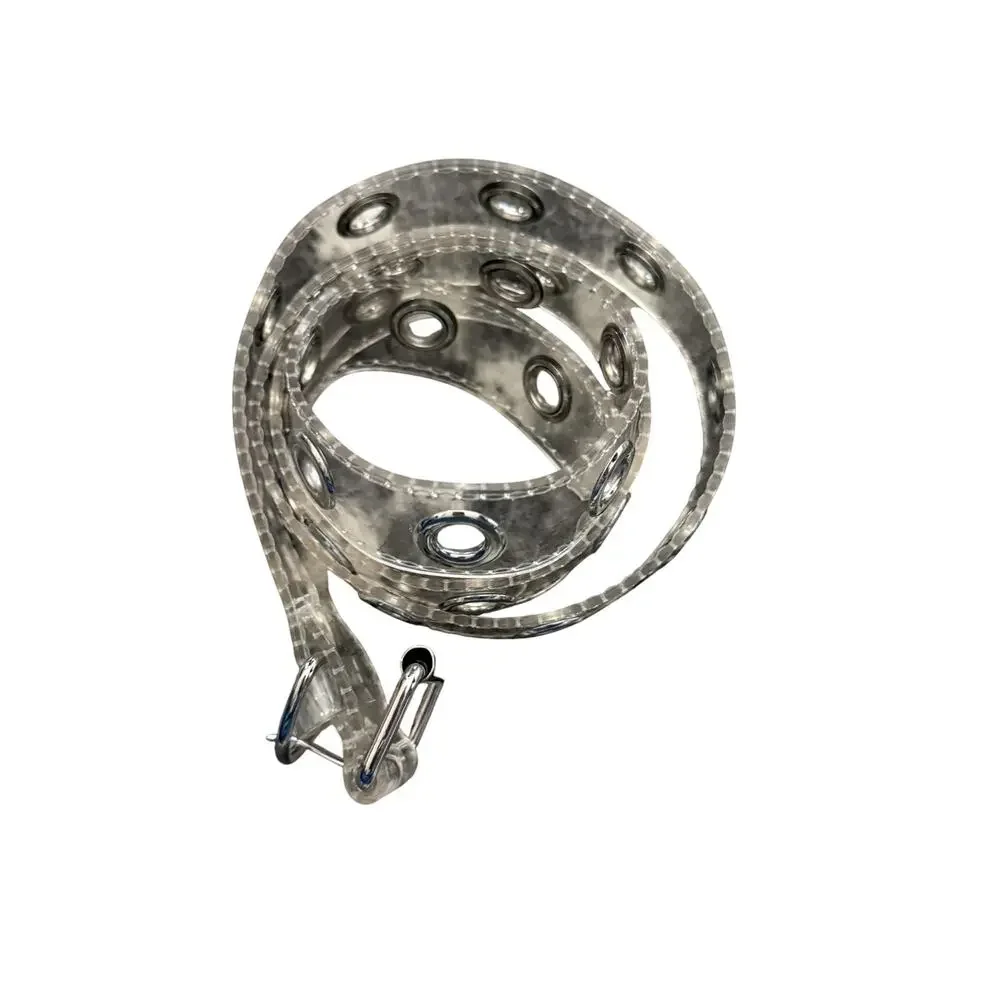 Y2k Clear Grommet Belt Silver Buckle Adjustable Transparent Punk Fashion